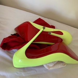 Christian Louboutin So Kate Neon Patent Leather Pumps 120mm